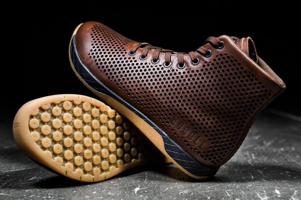 Baskets Montantes NOBULL Homme Cafe - Chaussures NOBULL High-Top Leather,France (9430-NAROX)